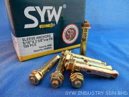 Was established in year 1991. Sleeve Anchor Galvanised Steel Manufacturer Syw Industry Sdn Bhd Perak
