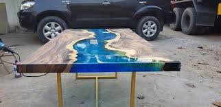 Blue River Table Top With Epoxy Inlay Senna Siamea Wood Epoxy Table Resin Table Coffee Table Epoksi Etsy