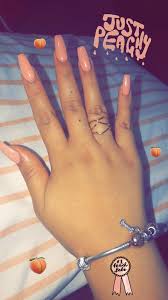 Pink coffin nails, like the ones in pictures shown below look very impressive when worn on the nails, no matter what design or art you engrave on them. Pin By Lidza On Nails Nail Shapes Peach Nails Coffin Nails