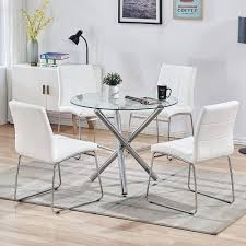 Find a kitchen table set in styles that fit your space perfectly. Amazon Com Sicotas Round Dining Table Set Modern Kitchen Table And White Chairs Dining Room Table Set With Clear Tempered Glass Top Dining Set For Dining Room Kitchen Furniture Table 4