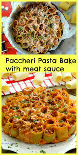Paccheri Pasta Bake With Meat Sauce Recipe Meat Sauce Skinny Pasta Recipes Recipes