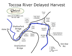 Toccoa River Trout Fishing Map Unicoi Outfitters | Toccoa River Delayed Harvest | Blue Ridge, Ga