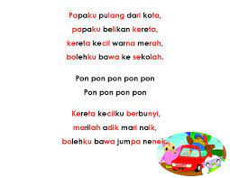 Kereta kecil warna merah,boleh ku bawa ke sekolah. Papaku Pulang Dari Kota Lirik Lagu Docx