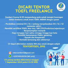 Info lowongan kerja event organizer agustus 2021. Lowongan Kerja Tentor Freelance Untuk Event Toefl Akbar Zambert Course Semarang Loker Swasta