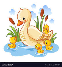 Vector Illustration Of A Duck And Ducklings Mother Duck Swims In The Lake With Small Ducklin Duck And Ducklings Scenery Drawing For Kids Art Drawings For Kids