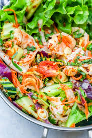 Grapefruit (or pomelo) are a common pairing with seafood in thai cuisine — try it in this impressive shrimp salad with chicken, grapefruit and coconut. Spicy Thai Shrimp Salad
