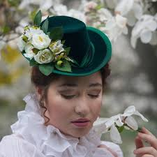 Bustle Era 1880s Hat Lidia Poet Style Black and Arsenic Green Womens Trilby 