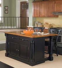 Are you interested in distressed kitchen island? Kitchen Island In Black And Distressed Oak Veneer With Wood Countertop Plowhearth