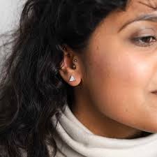 Sterling Silver Cubic Zirconia Triangle Stud Earrings