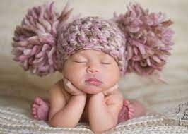 Newborn Baby Girl Hat Chunky Pink Cream Ivory Off White Beige Brown Crochet Knit Infant Double Pom Pom Beanie Photography Prop Baby Girl Hats Baby Girl Hats Newborn Girl With Hat