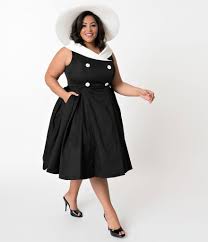 Black After Five Dresses Barbie X Unique Vintage Plus Size Black Cotton After Five Swing Dress Plus Size Black Dresses Plus Size Vintage Trendy Plus Size Fashion