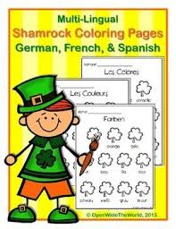 Multilingual Shamrock Coloring Sheets Freebie In French German Spanish Language Class Learning Languages Language Immersion