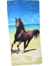 Black And Brown Horse Horse Beach Towel Black Brown Horse Trotting On Beach Horses Beach Towel Black Brown