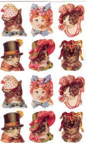Cats In Hats Victorian Style Clip Art Vintage Vintage Cat Cats Illustration