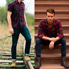 Camisa Xadrez Vermelha E Preta Masculina Lenhador 6 Maneiras De Usar Bota Masculina Com Estilo El Hombre Look Masculino Com Bota Botas Masculinas Camisa Xadrez Masculina