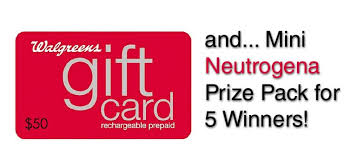 What gift cards are sold at cvs? Five 5 Winners Will Receive One 1 50 Walgreens Gift Card Each And A Mini Prize Pack Of Neutrogena Products Neutrogena 50th Gifts Beauty Giveaway