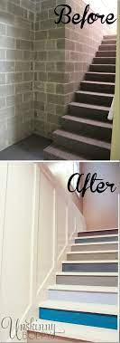 Painted Basement Steps With Board And Batten Unskinny Boppy Basement Makeover Basement Steps Basement Renovations