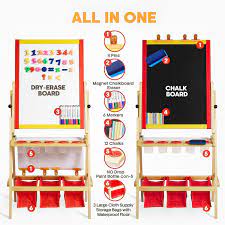 Best choice >> kid's easel by evergreen art supply. Kids Easel With Paper Roll Free Kids Art Supplies Double Sided Childrens Easel Chalkboard Magnetic Dry Erase Board Toddler Easel With Storage Bins Wooden Art Easel For Kids Painting And Drawing