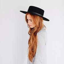 Dahlia Boater Black Wide Brim Felt Hat Hats For Women Outfits With Hats
