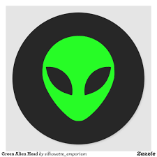 Green Alien Head Classic Round Sticker Zazzle Com In 2021 Round Stickers New School Tattoo Props Art