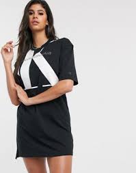 Calvin klein women's roll up shirt dress. Calvin Klein Jeans T Shirt Dress With Oversized Logo In Black Asos