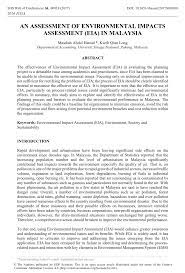 Burning of fossil fuels through vehicles. Pdf An Assessment Of Environmental Impacts Assessment Eia In Malaysia