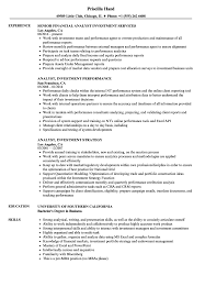 Analyst Investment Resume Samples Velvet Jobs