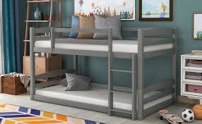 Sold and shipped by max & lily. Amazon Com Bunk Beds Twin Over Twin Size Wood Bunk Beds Low Profile For Kids No Box Spring Needed Furniture Decor