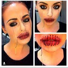 37 Scary Face Halloween Makeup Ideas Sewn Lips Maquillaje De Halloween Facil Maquillaje De Halloween De Miedo Maquillaje Atemorizante
