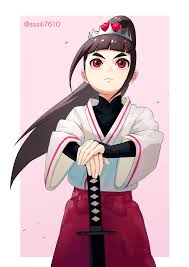 sssiii7610, kurogane tsubaki, boruto: naruto next generations, naruto  (series), absurdres, commission, highres, pixiv commission, 1girl, blunt  bangs, brown hair, cherry hair ornament, fighting stance, food-themed hair  ornament, hair ornament, hair ...