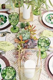For example, a festival theme for a corporate dinner could involve ceiling draping, indoor signposts, string lighting, replica trees and perhaps themed centrepieces such as tiny tents! Green Dinner Party Ideas With A Tropical Boho Theme Dinner Party Decorations Dinner Party Themes Dinner Party Table