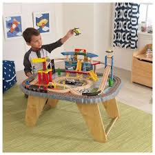 Who Doesn T Love A Classic Wooden Train Set Your Kiddo Will Love Pretend Playing Engineer And City Pla Train Set Table Wooden Train Set Wooden Train Set Table