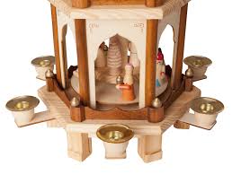 Amazon Com Brubaker Christmas Pyramid 24 Inches 4 Tier Carousel With 6 Candle Holder And Hand Painted Figurines Designed In Germany Nativity Set Decoration Home Kitchen