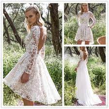 Short Wedding Dresses Vintage Lace Wedding Dress With Detachable Skirt Cheap Modest Long Sleeve Beaded Youfashion Net Leading Fashion Lifestyle Magaz Short Wedding Dress Vintage Lace Wedding Dress