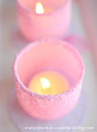 The votive holder helps to pool the wax as it liquefies. Diy Pink Frosted Votive Candle Holders Town Country Living