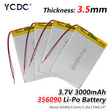 Tablet, mobile phone, and laptop. 1 2 4x 356090 Li Ion Battery 3 7v 3000mah Rechargeable Li Po Lithium Polymer Batteries Mp5 Gps E Book Tablet Battery Replace Buy At The Price Of 4 13 In Aliexpress Com Imall Com