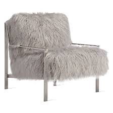 One (1) accent chair material: Axel Fur Accent Chair Brushed Nickel The Axel Collection Collections Z Gallerie