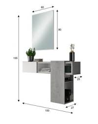 Armadio sospeso con due ante realizzato in legno, perfetto se collocato nell'ingresso, sfruttando l'appendiabiti interno o i ripiani per collocare la precisione del design italiano emerge in questo armadio moderno, nonostante l'essenzialità delle forme, caratterizzato da dettagli come la due ante. Mobile Da Ingresso Moderno Colore Cemento E Bianco Cm 100 X 155 X 27 Con Specchio