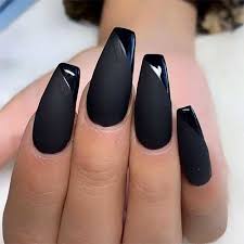 Cute Black Acrylic Nail Ideas Cute Matte Black Coffin Nails With Shiny Tips Shiny Nails Designs Black Ombre Nails Black Acrylic Nails