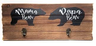 The beautiful detai is all hand finished. Wilderness Lodge Bear Decor Wall Plaque With Hooks Papa Bear Mama Bear Storage Organization Home Kitchen Adios Co Il