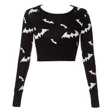 Black And White Crop Top Jawbreaker Bat Crop Top Black White Clothes Black And White Crop Tops Black Crop Tops
