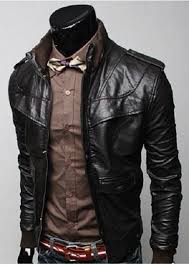 Men Black Slim Fit Leather Jacket With Rib Collar Mens Slim Fit Jacket Leather Jacket Men Slim Fit Men Jackets Men Fashion