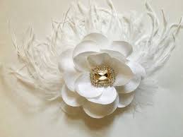 Bridal Flower Feather Fascinator White Chiffon Flower Feather Fascinator Dance Costume Bapti Wedding Hair Fascinator Bridal Fascinator Bridal Hair Flower Clip
