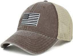 Armycrew Oversize Xxl Grey American Flag Embroidered Washed Trucker Mesh Cap Black 2xl At Amazon Men S Clothing Store