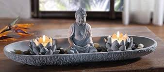 Das gehört in einen japanischen steingarten. Amazon De Tfh Deko Set Zen Garten Langlich Mit Buddha Grau Feng Shui Relaxen