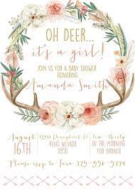 Woodland Baby Shower Invitation Girl Boho Oh Deer Antler Rustic 374 Baby Shower Invites For Girl Woodland Baby Shower Invitations Girl Deer Baby Showers