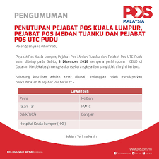 Waktu operasi channel pusat pos laju kuala lumpur sepanjang ramadhan. Pengumuman Penutupan Pejabat Pos Pos Malaysia Berhad Facebook
