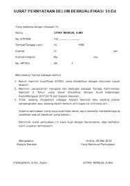 Surat ini umumnya dijadikan sebagai bukti/ syarat untuk. Contoh Format Surat Pernyataan Belum Berkualifikasi S1 D4
