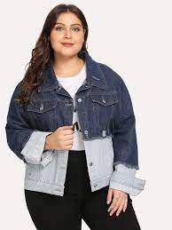 Shein Plus Raw Trim Spliced Denim Jacket Denim Jacket Jackets Denim