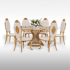 Lucianna dark brown finish glass top dining table. Hotel Glass Round Circle Wedding Dining Table With Gold Stainless Steel Lines Base Wholesale Buy Circle Wedding Table Glass Wedding Dining Table Dining Table With Gold Base Product On Alibaba Com